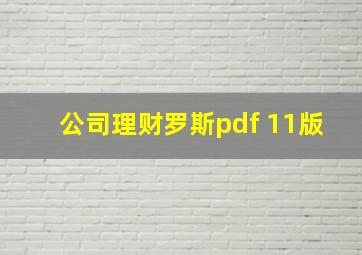 公司理财罗斯pdf 11版